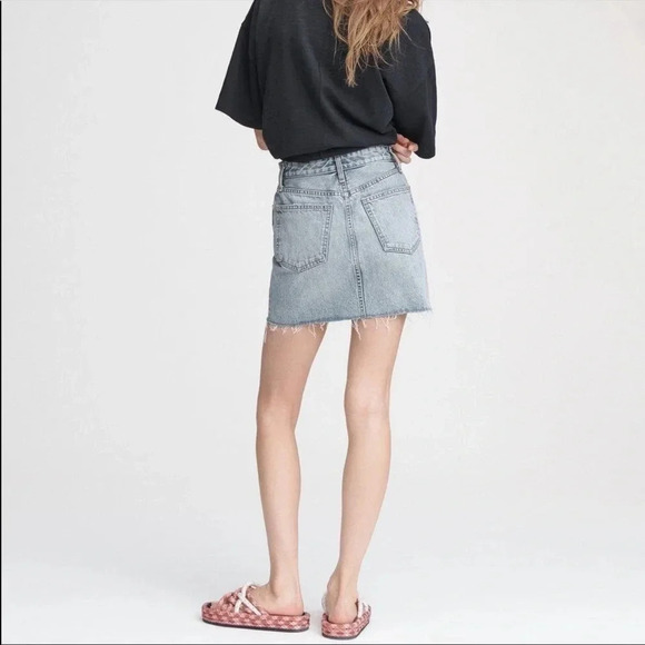 Rag & Bone front zip denim mini skirt in Mandy - Picture 3 of 14